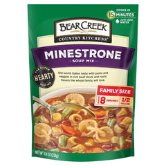 Bear Creek Minestrone soup mix six-pack on shelf for quick family dinners