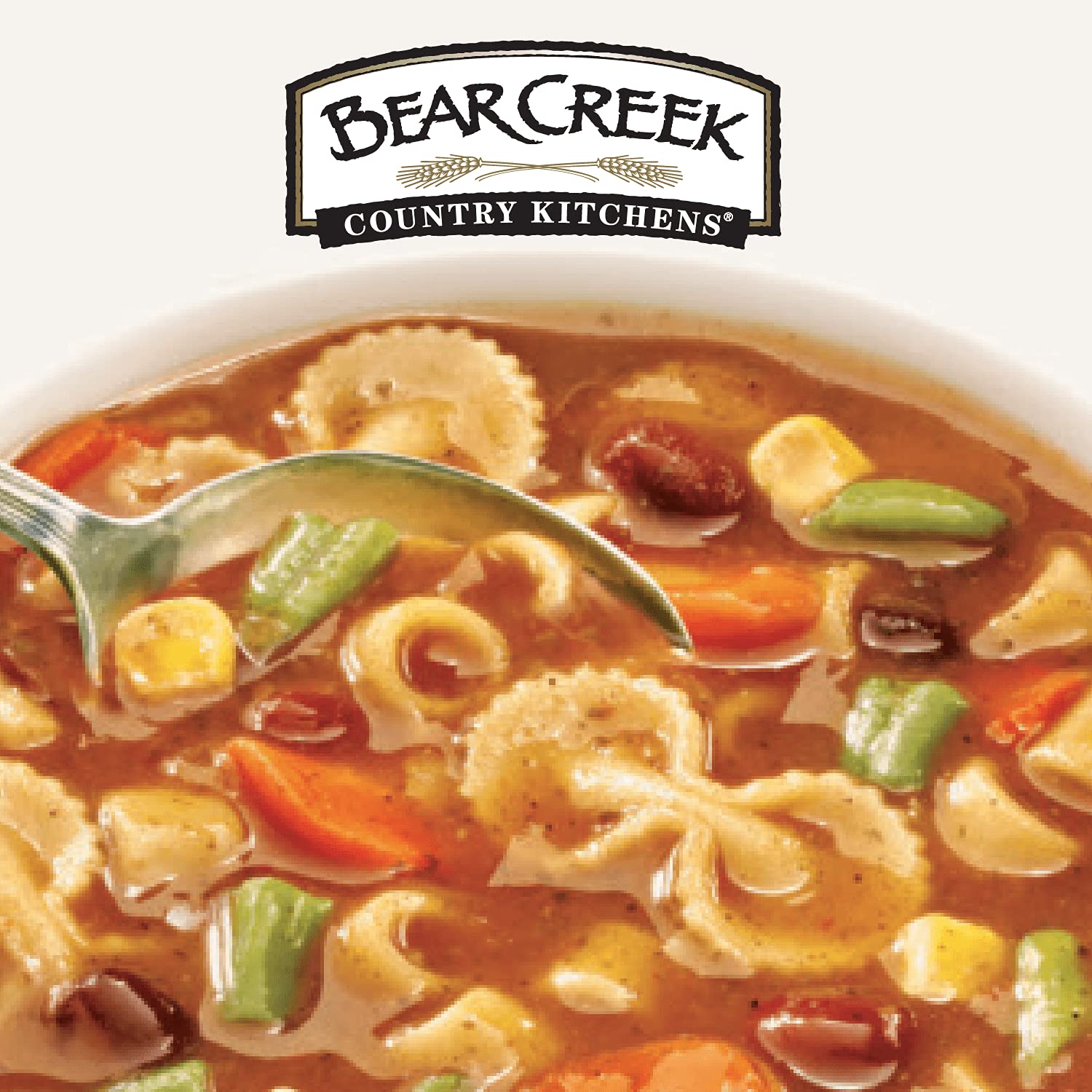 Pot simmering Bear Creek Minestrone mix for a simple dinner