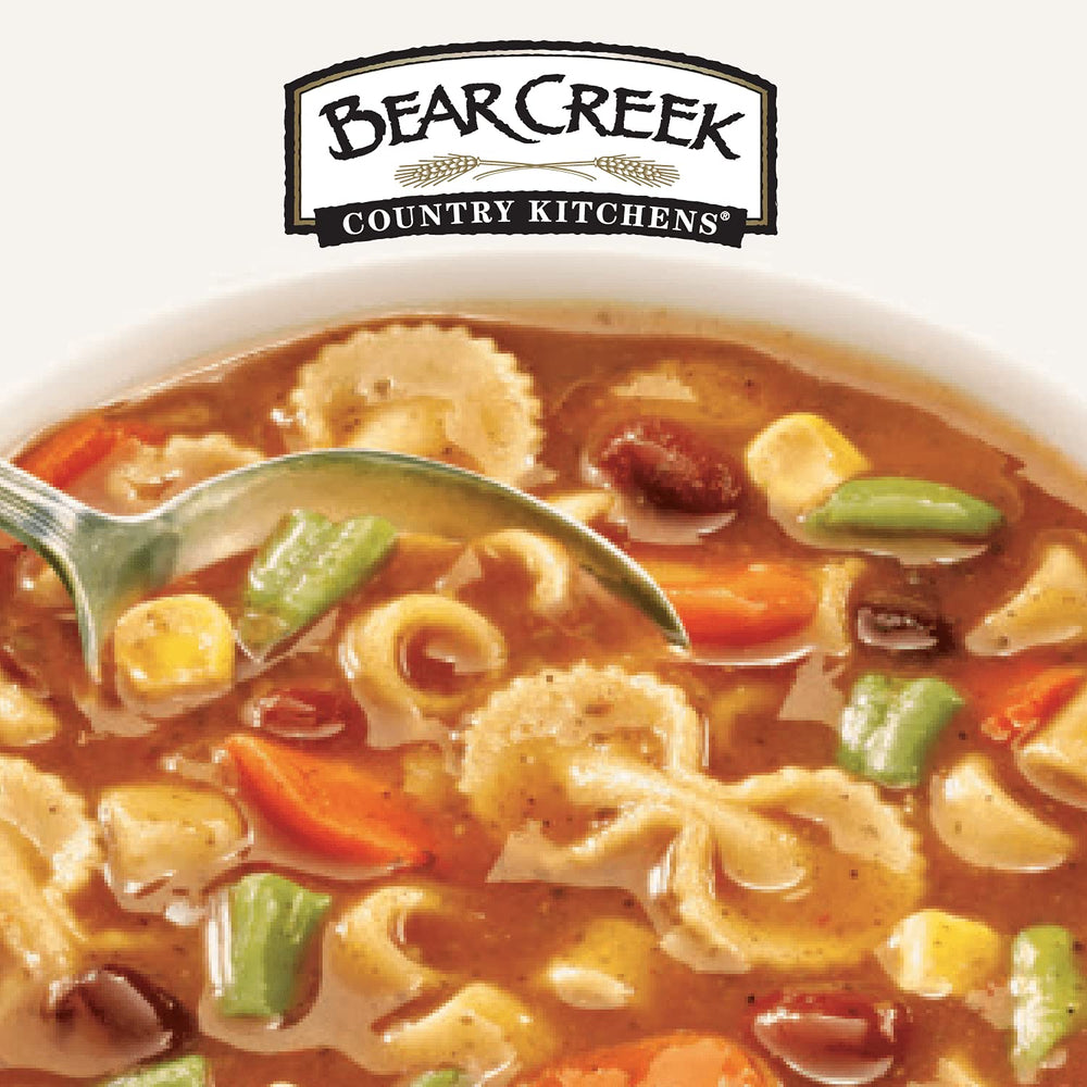 Pot simmering Bear Creek Minestrone mix for a simple dinner
