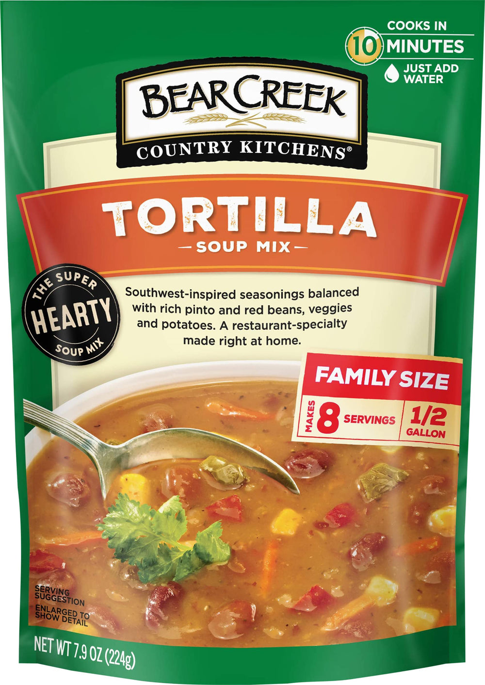 Bear Creek Tortilla Soup Mix steaming bowl for family-friendly comfort