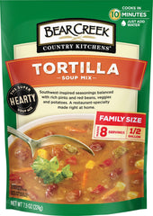 Bear Creek Tortilla Soup Mix steaming bowl for family-friendly comfort