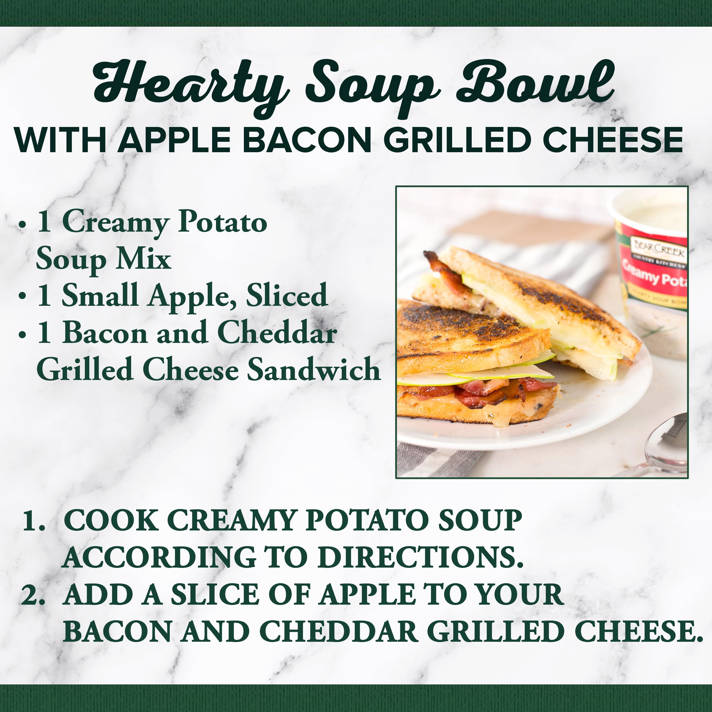 Sour cream and shredded cheddar topping on Bear Creek soup for a richer finish