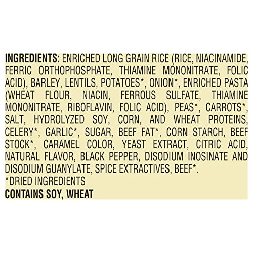 Bear Creek Vegetable Beef Soup Mix ingredients with carrots, lentils, barley for texture