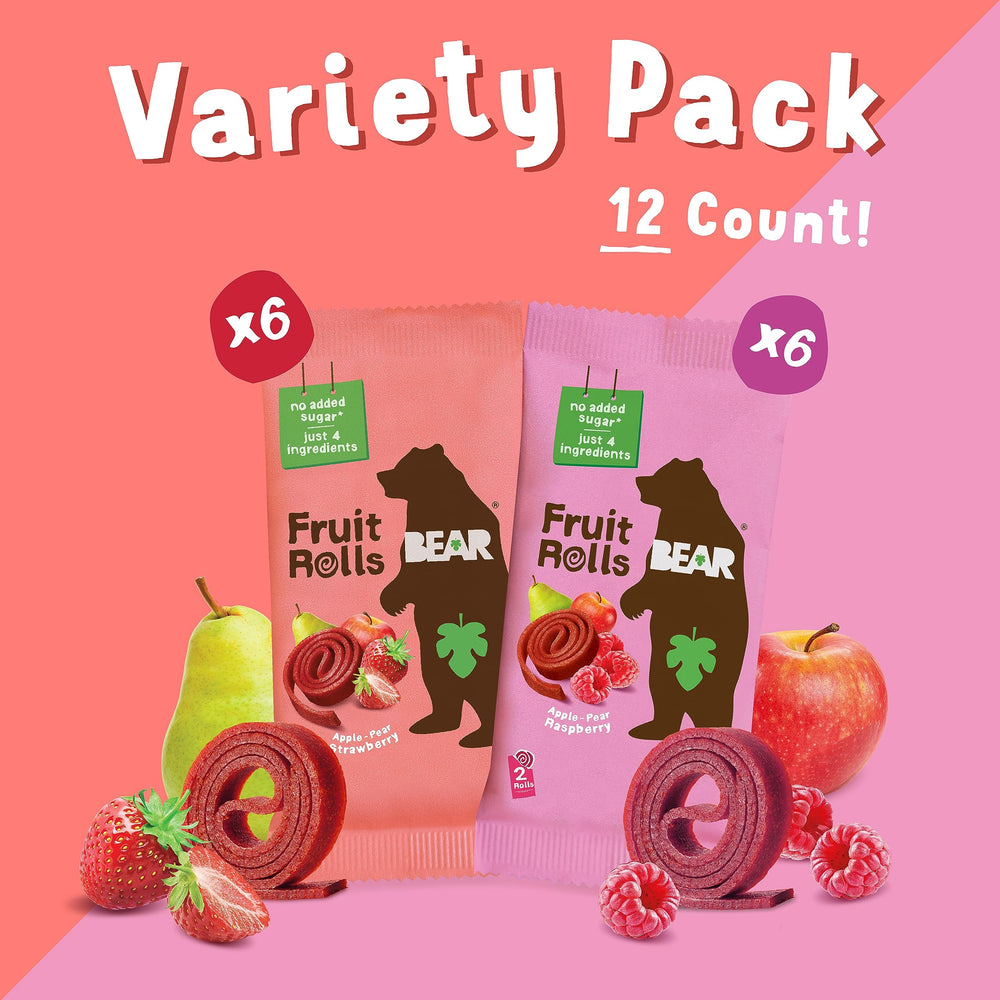 BEAR Fruit Rolls non-GMO and gluten-free badge visible.