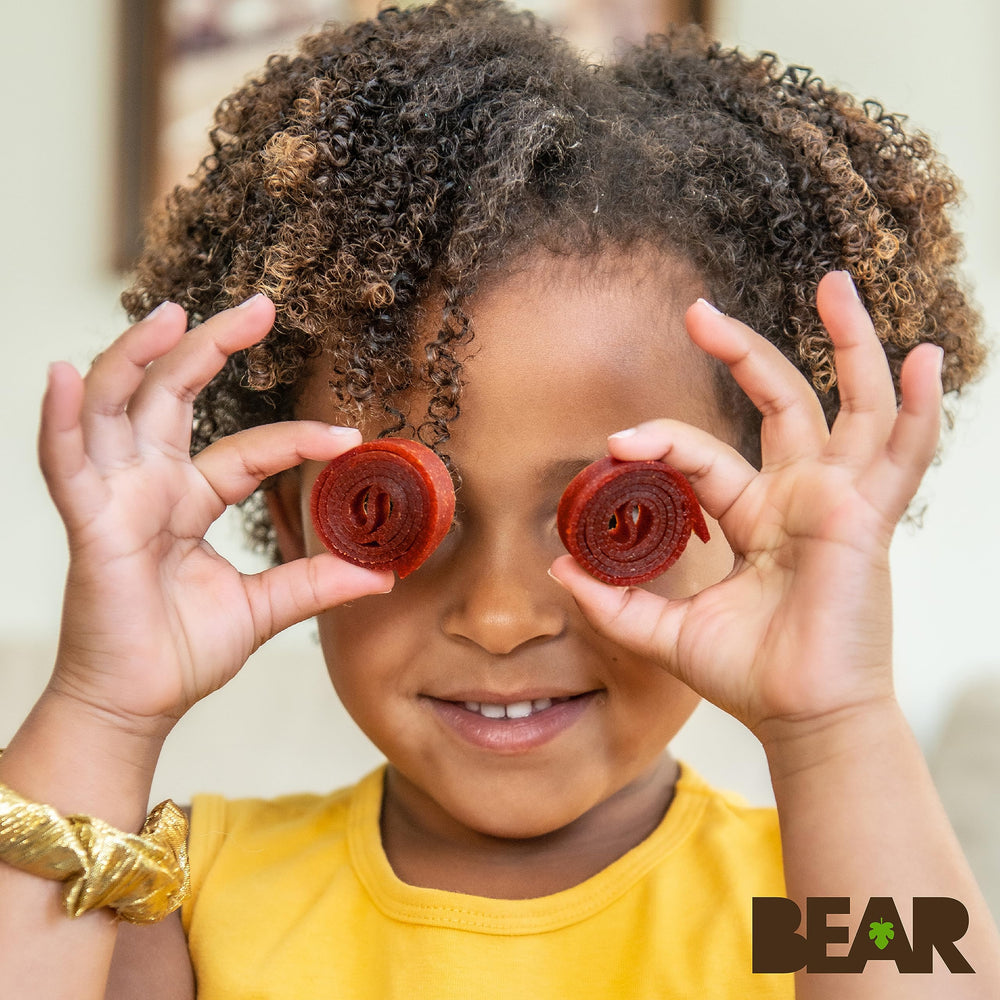 BEAR Fruit Rolls vegan kosher paleo icons displayed.