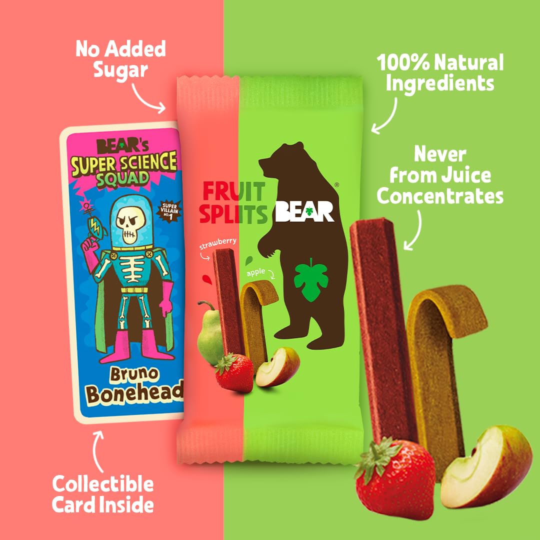 BEAR Real Fruit Snack Splits in a colorful lunchbox, inviting and wholesome