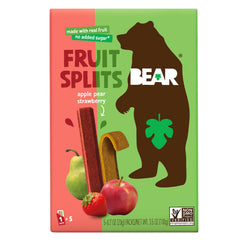Bear Fruit Splits Apple Strawberry front view—premium snack in a portable pouch for on-the-go