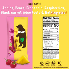 BEAR Raspberry Pineapple Fruit Splits for on-the-go snacking, gluten-free and vegan.