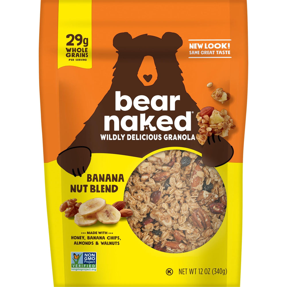 Bear Naked Banana Nut Granola case stacks for family breakfasts and shared snacks.
