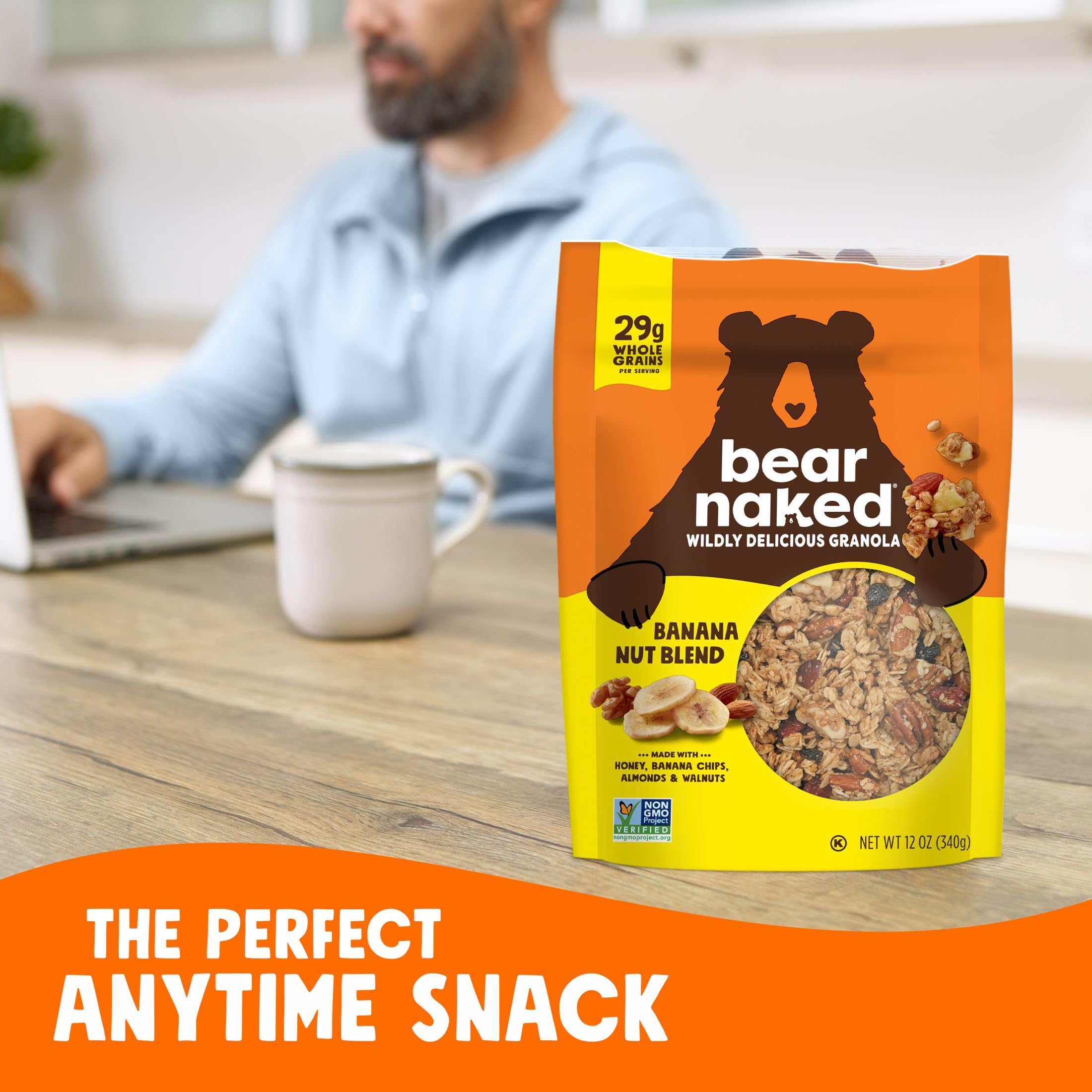 Bear Naked Banana Nut Granola honey and banana chips create inviting aroma.