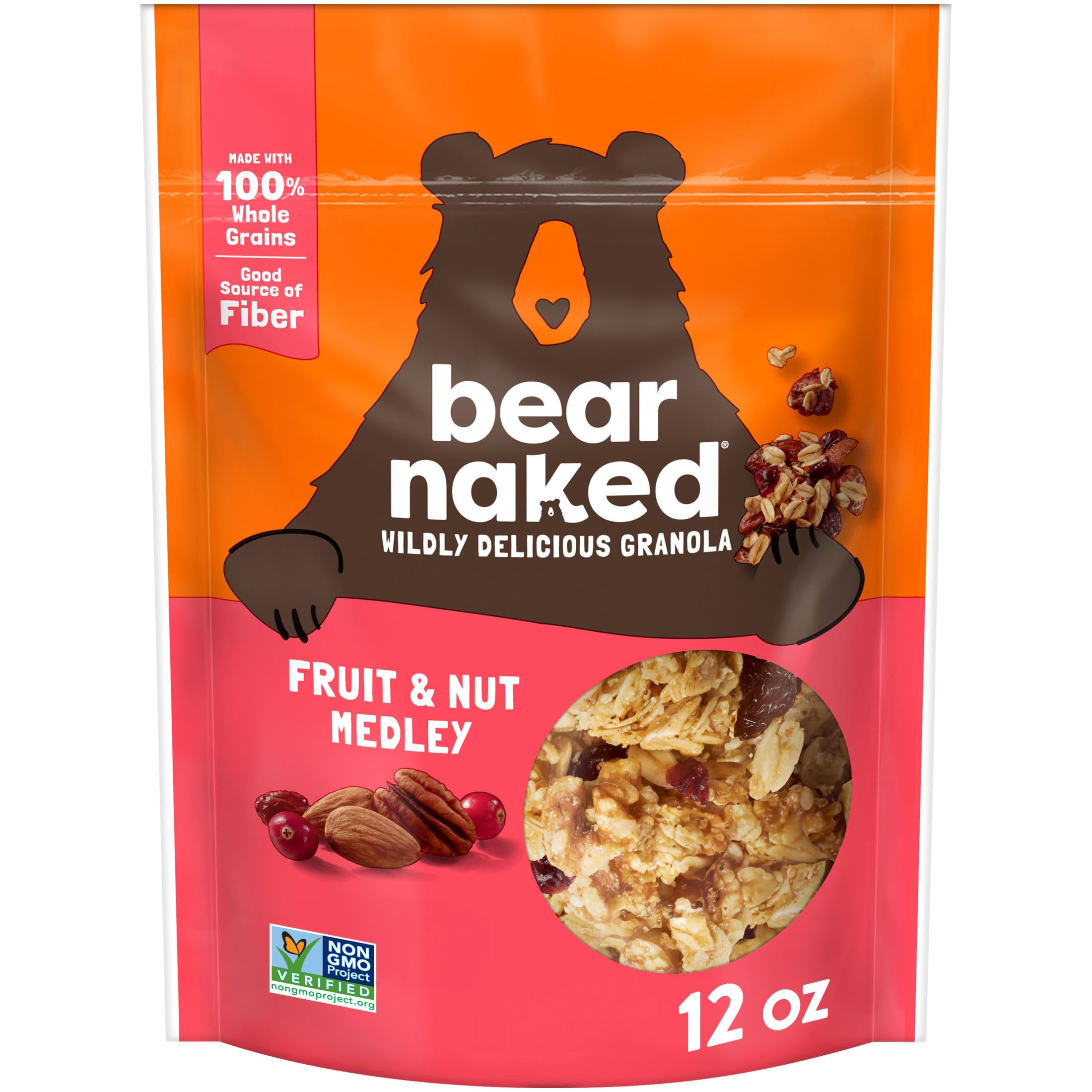 Bear Naked Fruit and Nut Granola with almonds and coconut, perfect for on-the-go breakfast.