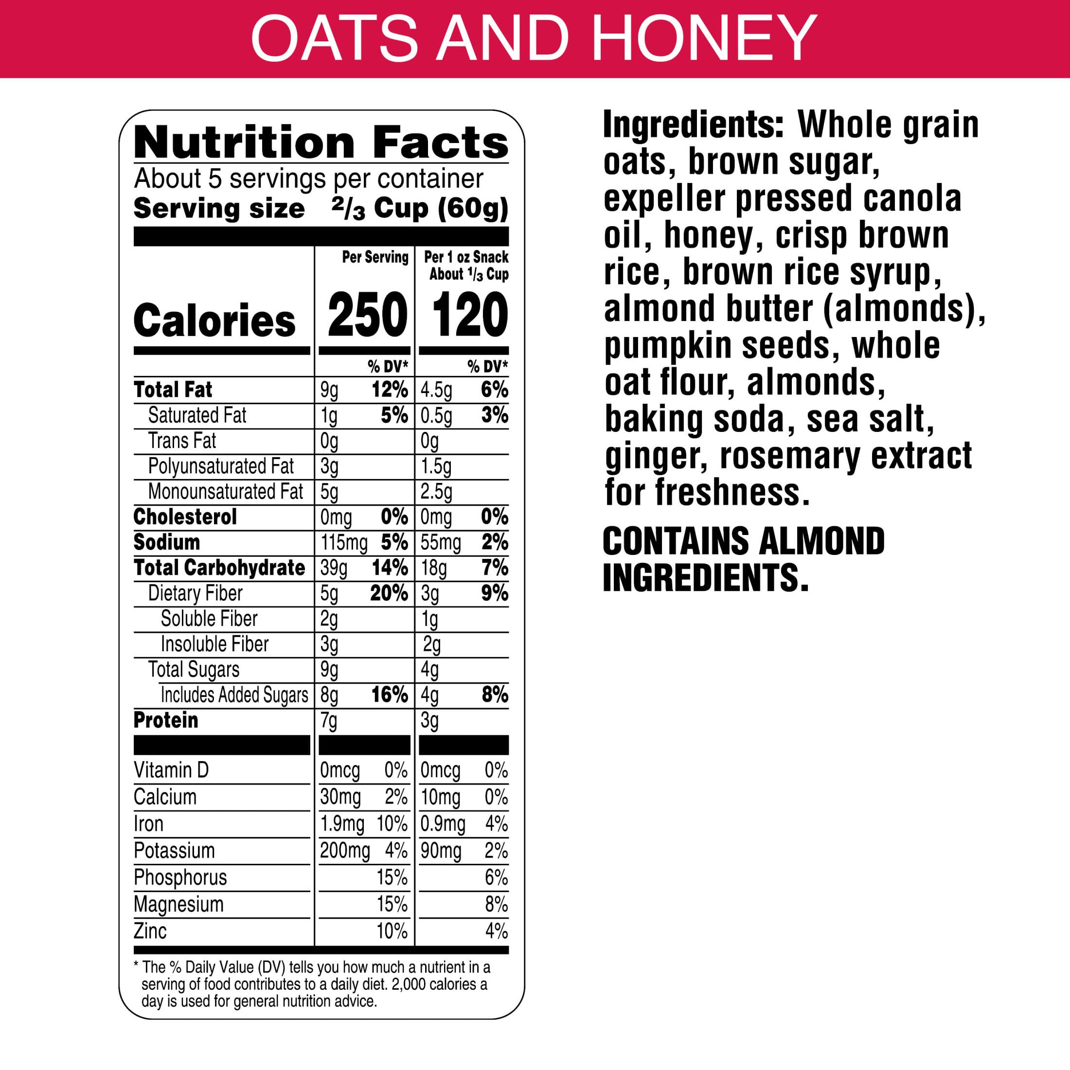 Close-up of oats and honey in Bear Naked granola highlighting whole-grain goodness.