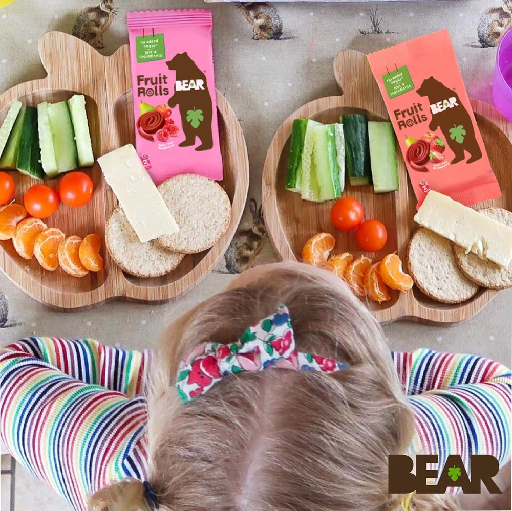 On-the-go BEAR Raspberry Snack Rolls in a portable pack.