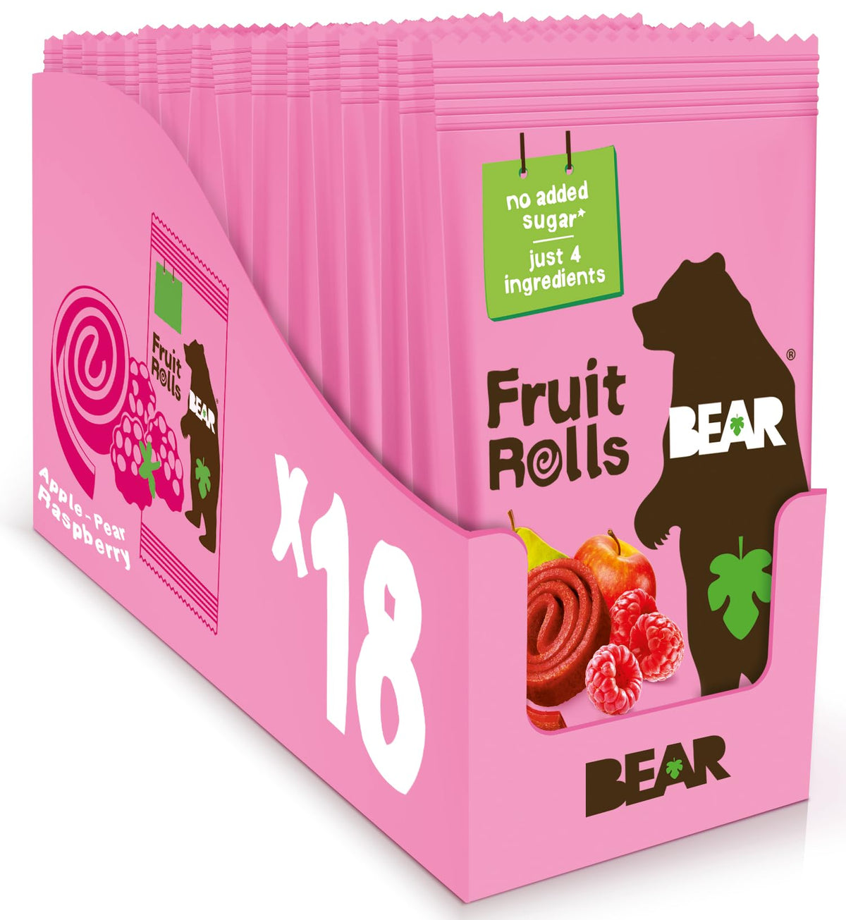BEAR Raspberry Snack Rolls in package, a convenient gluten-free vegan lunchbox option.