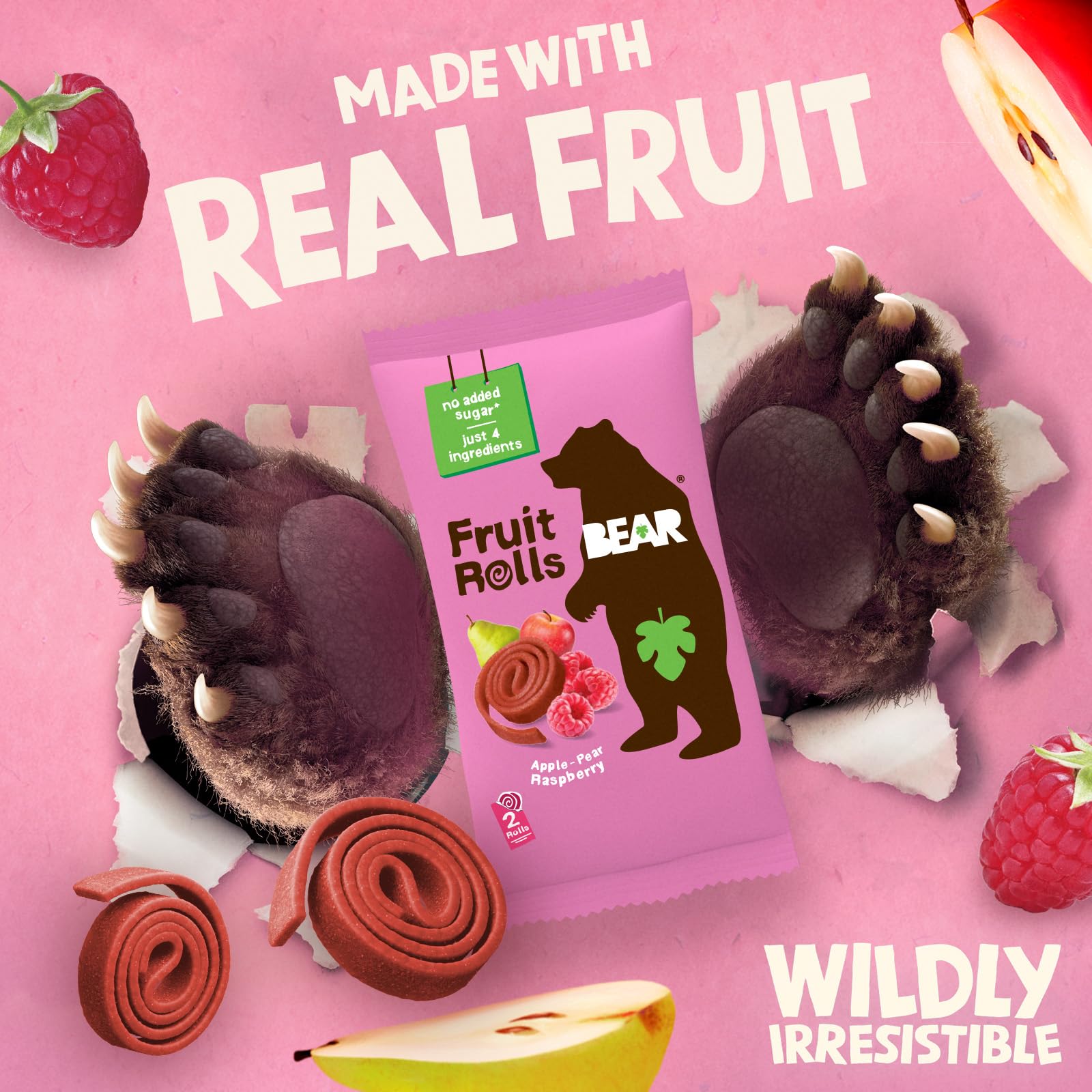 Unwrapped BEAR Raspberry Roll ready for a quick snack.