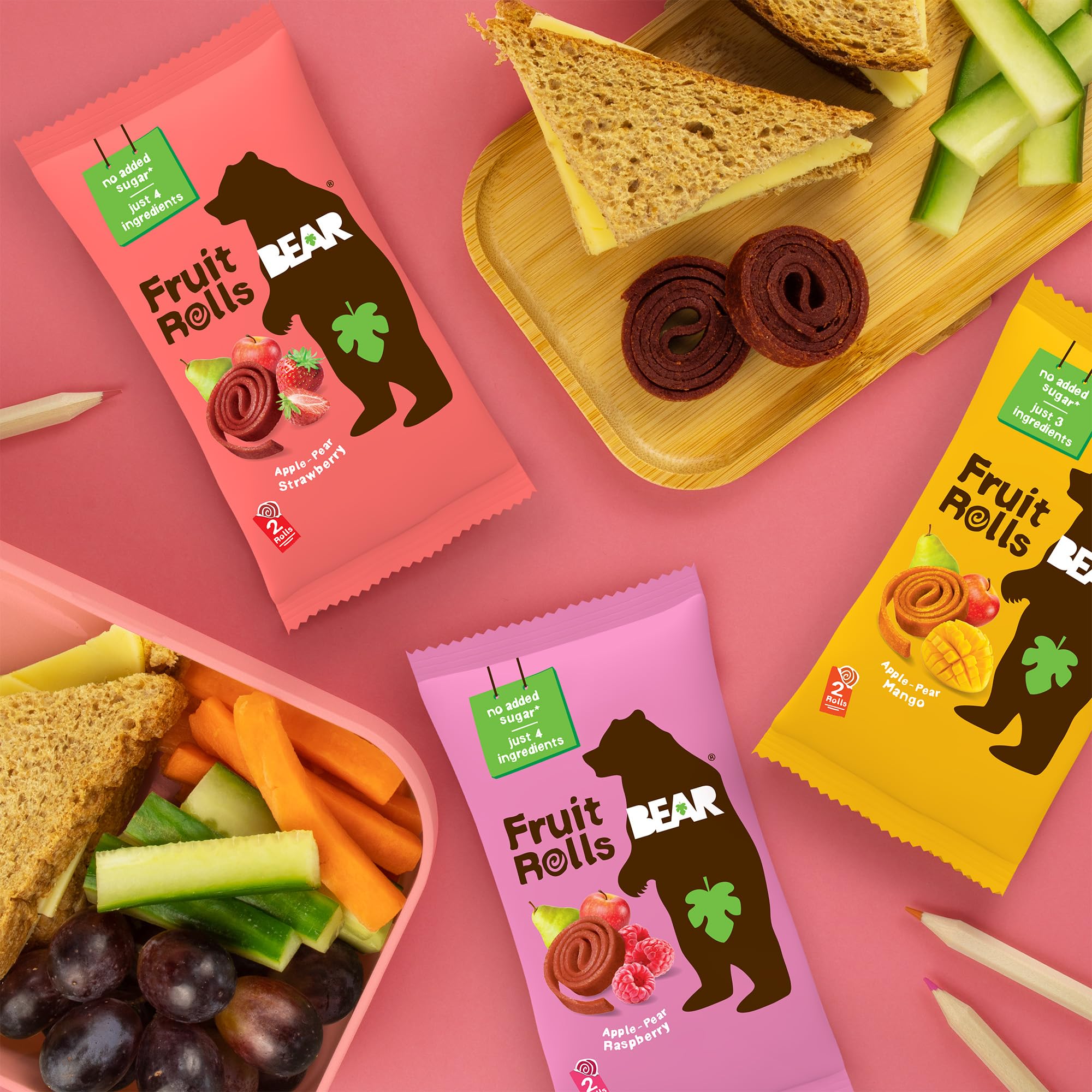 BEAR Real Fruit Snack Rolls lunchbox-friendly snack with 100% natural fruit.