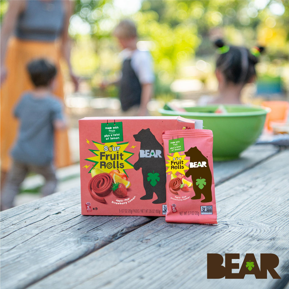 BEAR Sour Fruit Snack Rolls made from whole fruit and vegetables for wholesome snacking