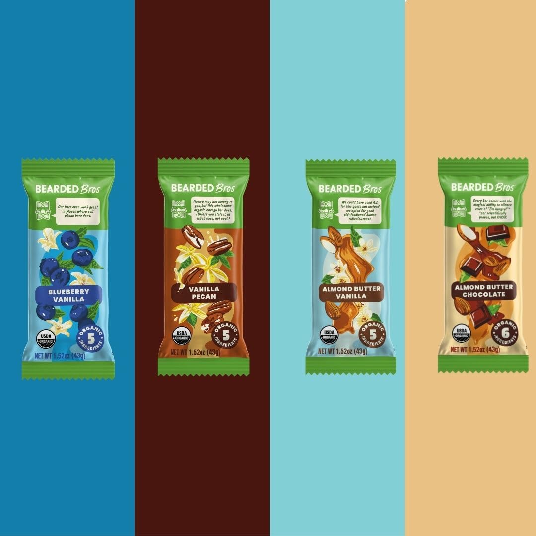 Bearded Brothers energy bar on-the-go lifestyle shot for quick fueling.