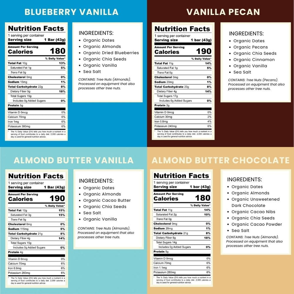 Bearded Brothers vegan energy bars ingredients close-up featuring organic nuts and seeds for protein.