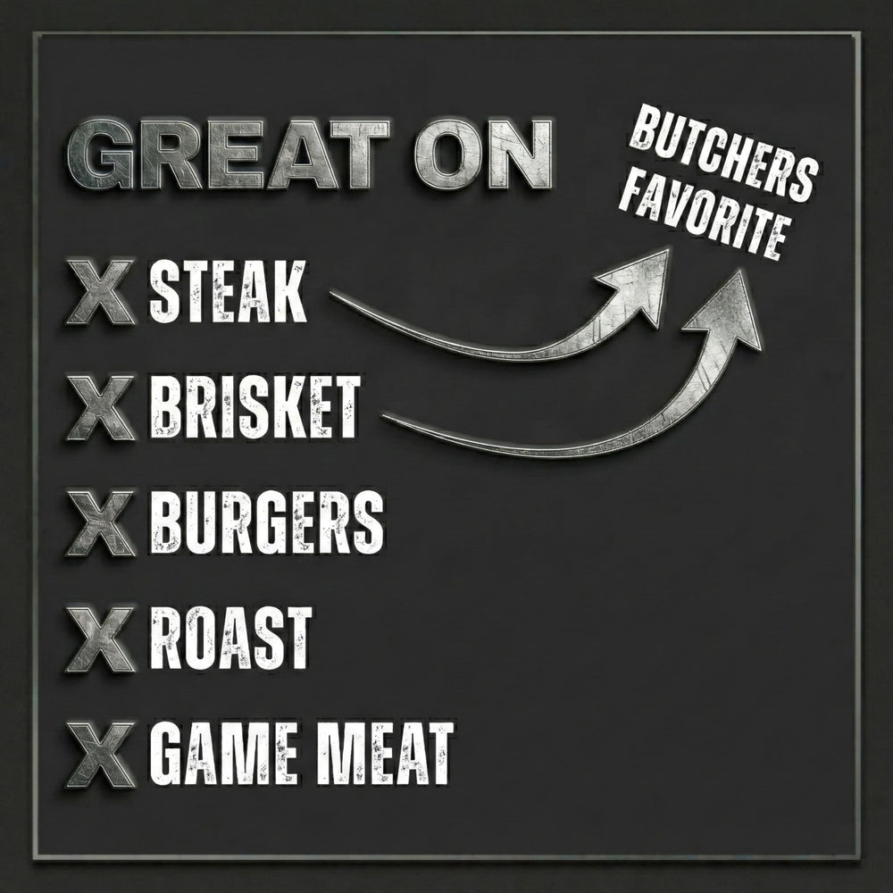 Bearded Butcher Black Blend label close-up highlighting ingredients and gluten-free promise.