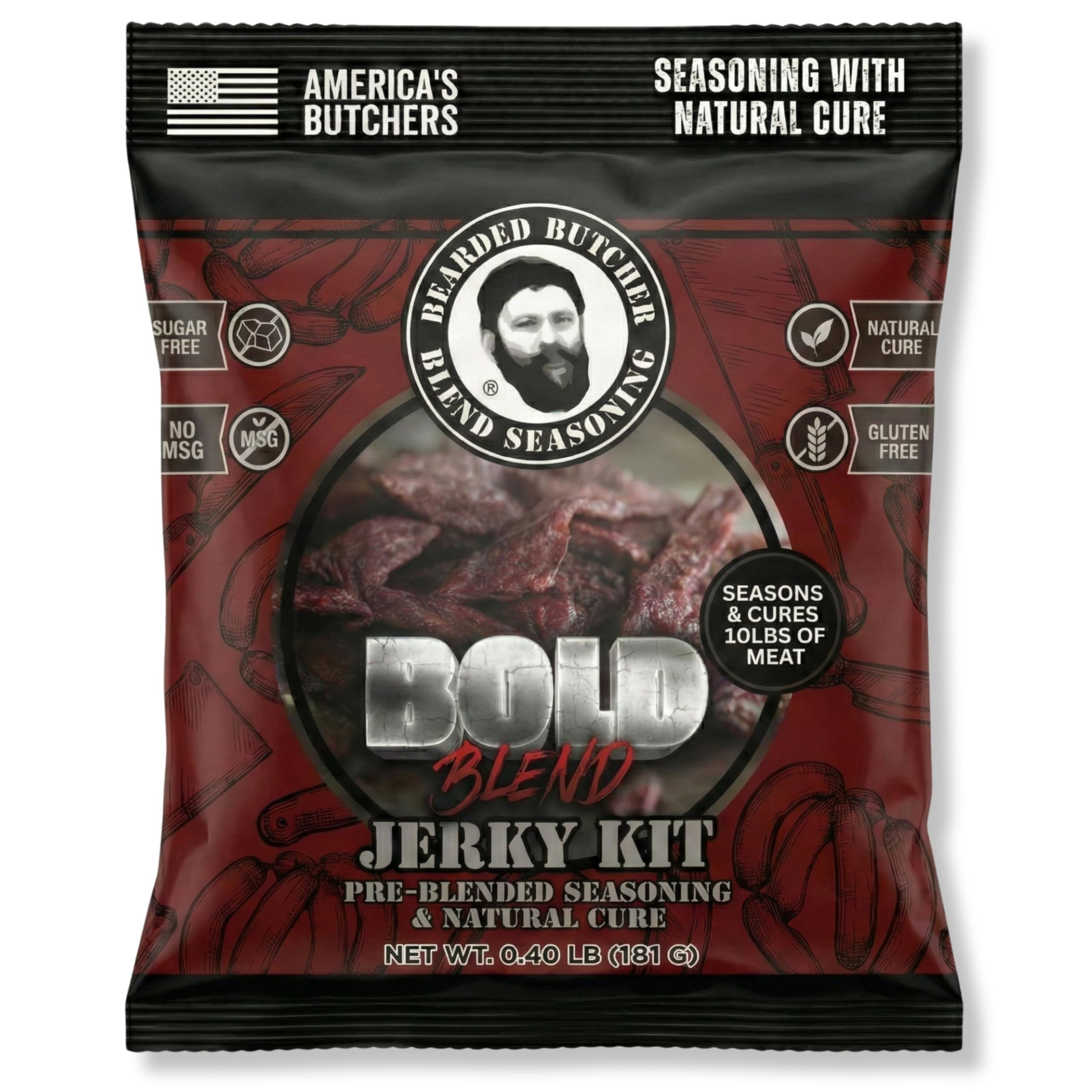 Bearded Butcher Bold Blend jar for easy, flavorful jerky seasoning
