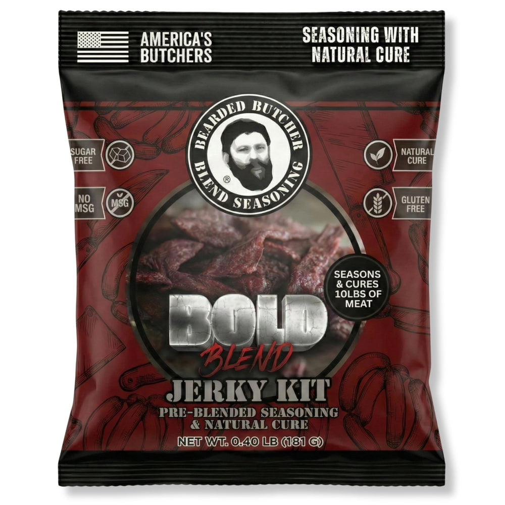Bearded Butcher Bold Blend jar for easy, flavorful jerky seasoning