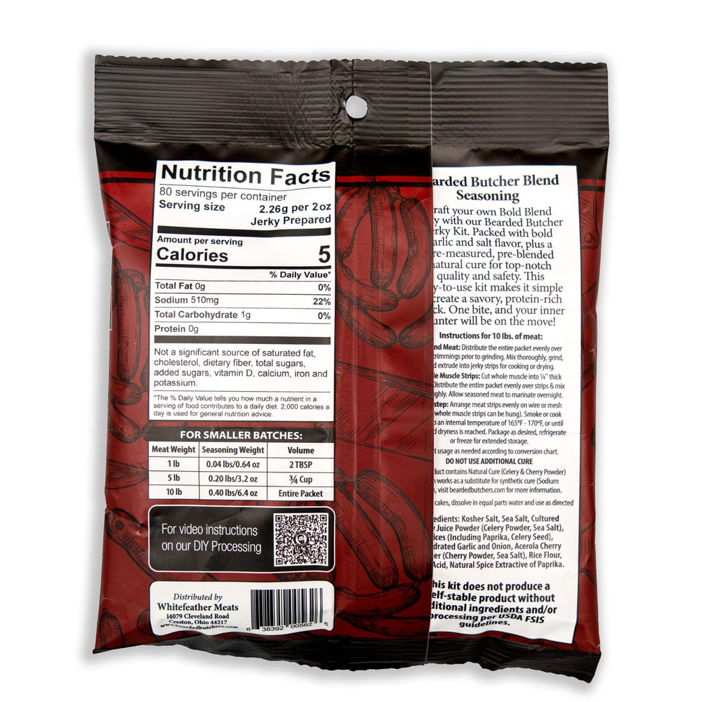 Bearded Butcher Bold Blend packaging highlighting clean-label cure