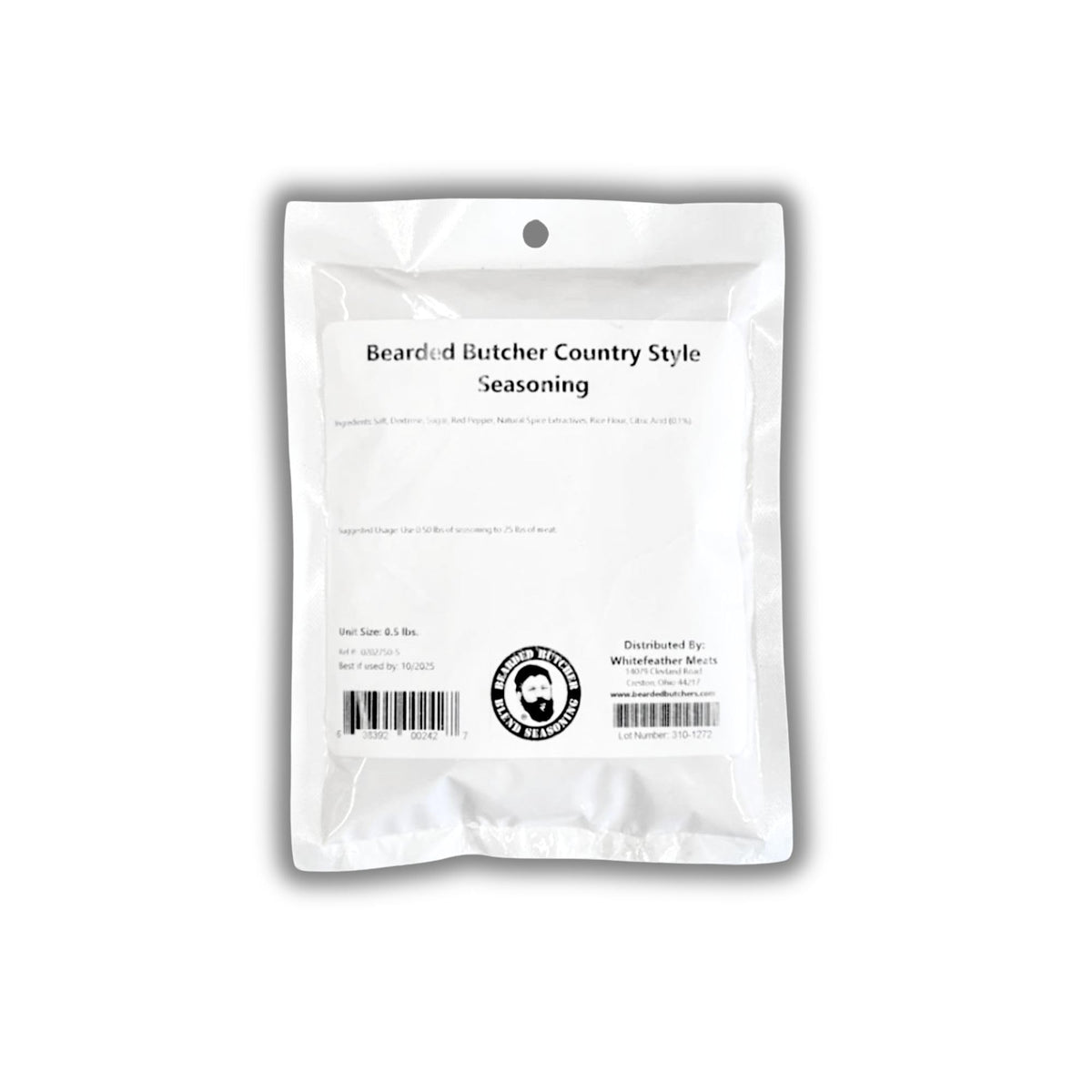 Bearded Butchers Country Style Seasoning bottle pour delivers even flavor for homemade sausage.