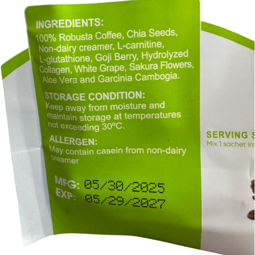 Steam rises from a cup of Beauty Milk FITGUM Collagen Chia Coffee