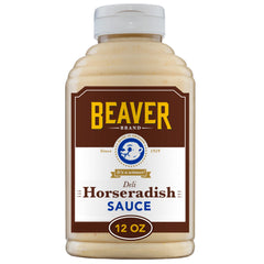 Beaver Brand Deli Horseradish Sauce 12oz bottle with zesty, creamy texture for everyday meals