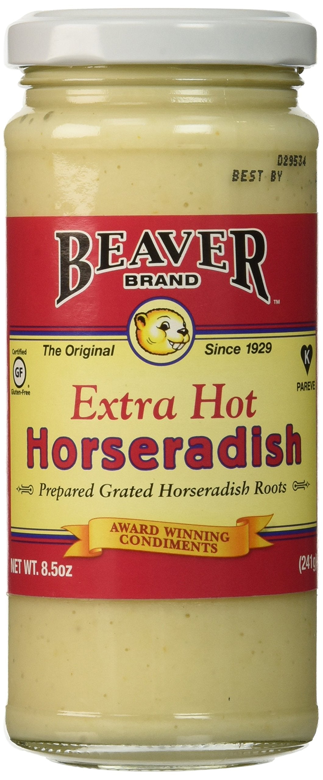 BEAVER hot horseradish bottle-front highlighting bold heat for beef and sandwiches.
