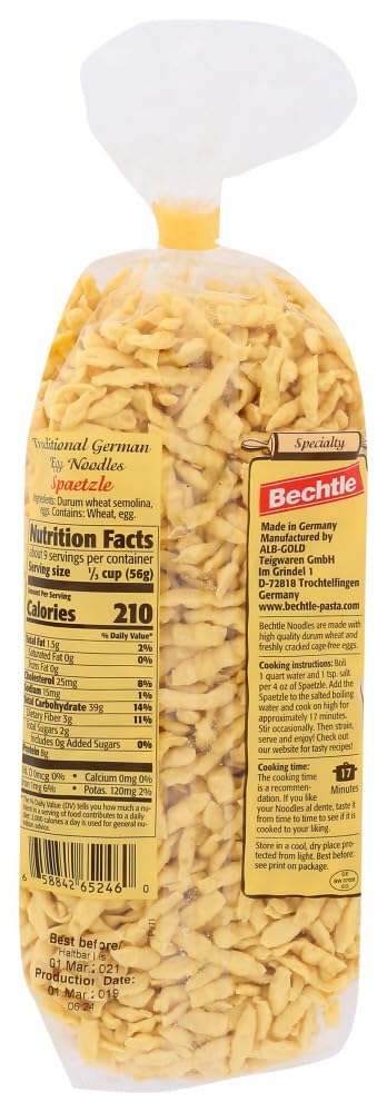 Bechtle Bavarian Spaetzle served with roasted meat, versatile side dish