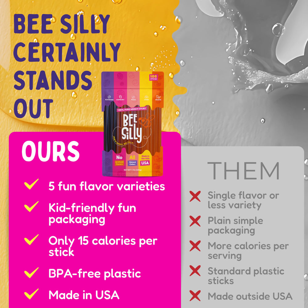 Bee Silly Peach stick adds natural sweetness to yogurt or oats.