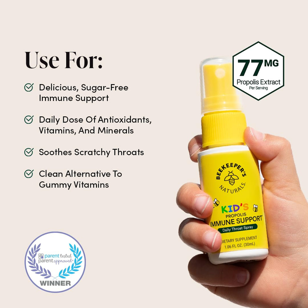 Beekeeper's Naturals kids buckwheat honey cough syrup bottle for daytime relief and antioxidants