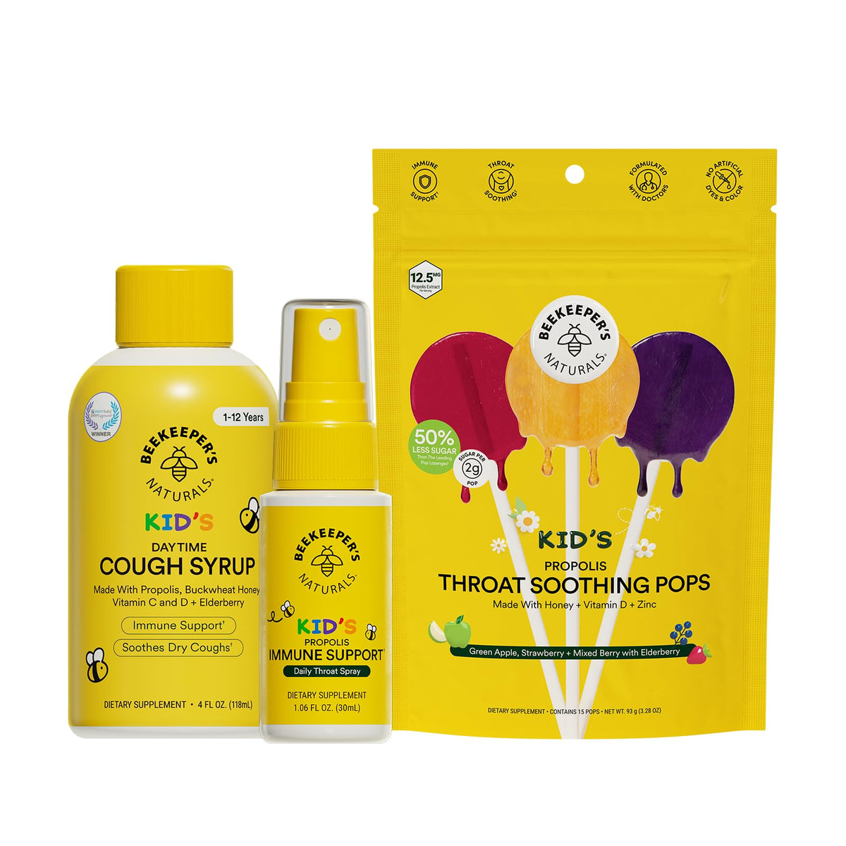 Beekeeper's Naturals kids immune propolis throat spray bottle soothing throats and supporting immune comfort