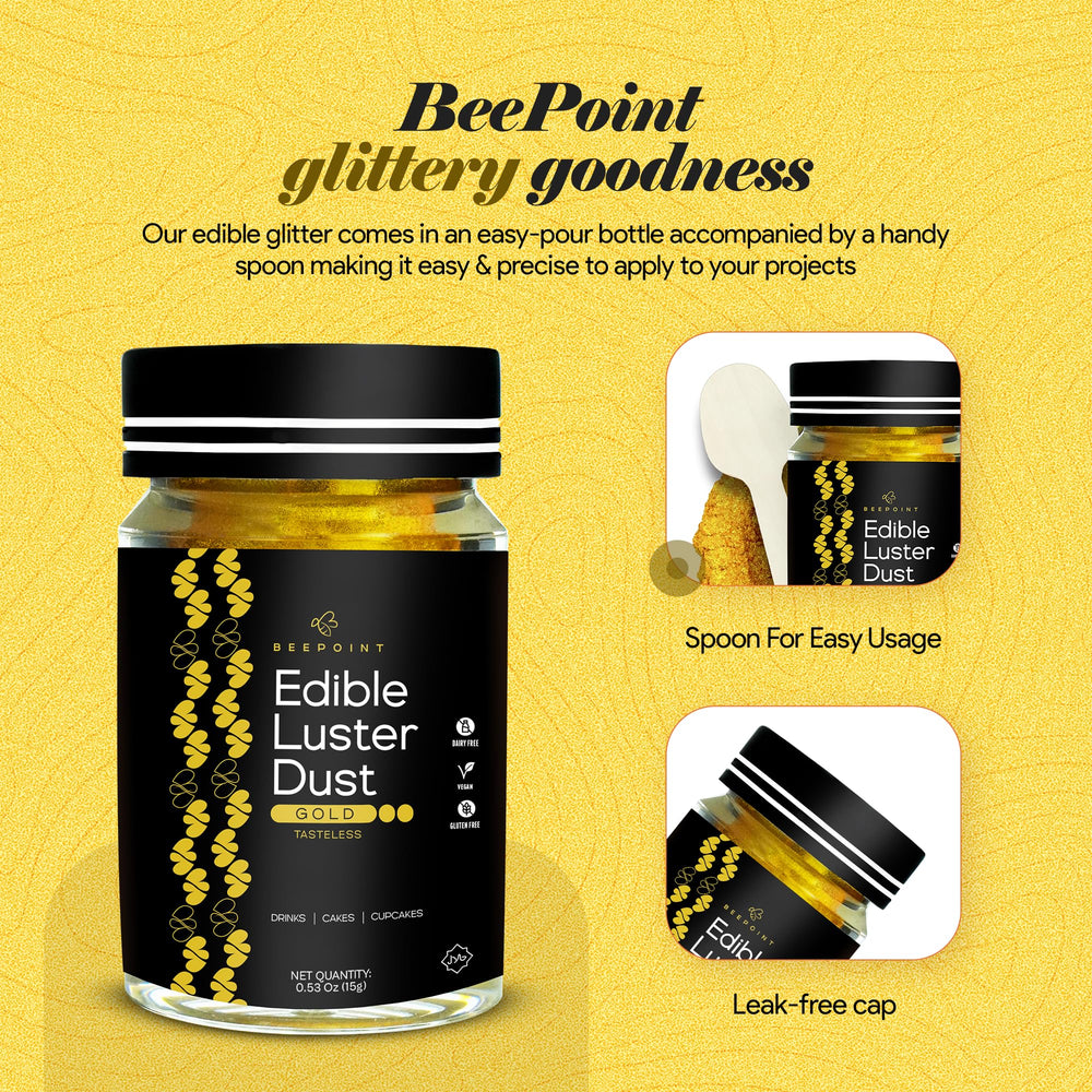 BeePoint Gold edible luster dust dusting cocktail adds tasteless sparkle