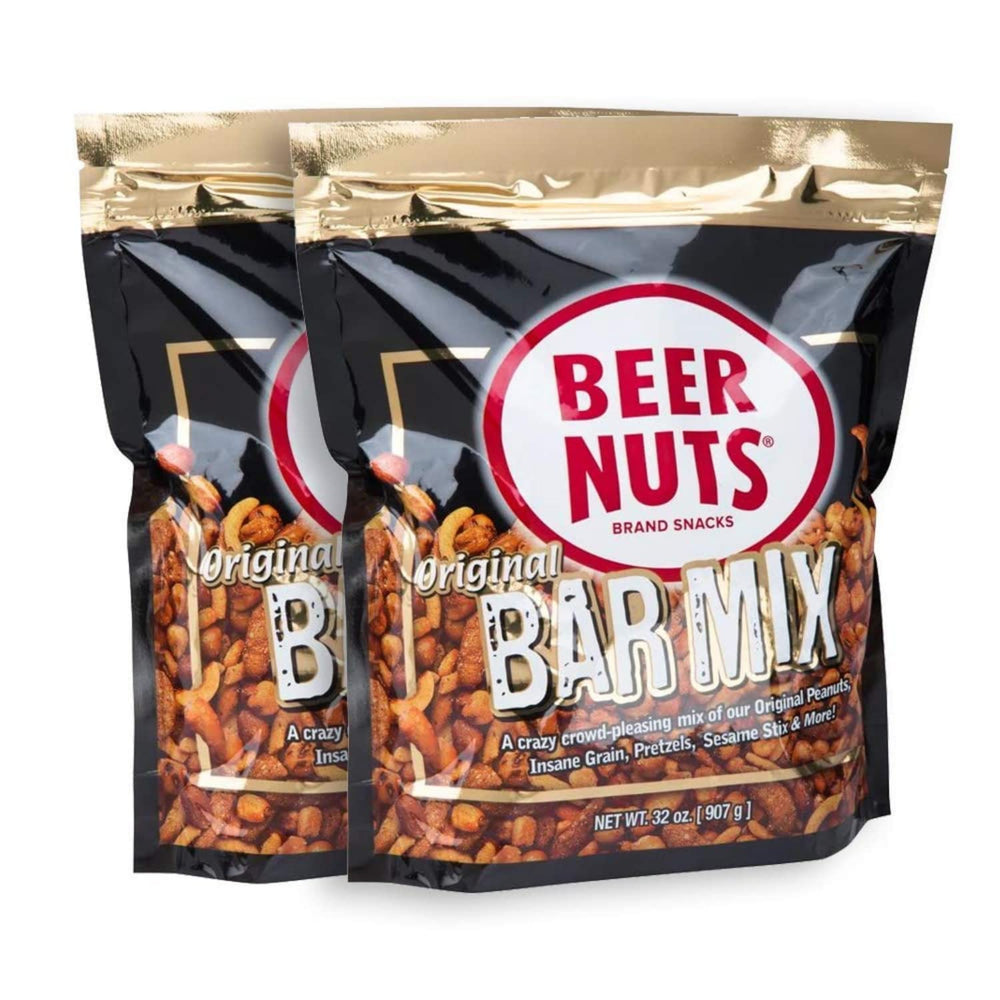 BEER NUTS Original Bar Mix with pretzels and cheese sticks for a bold party snack.