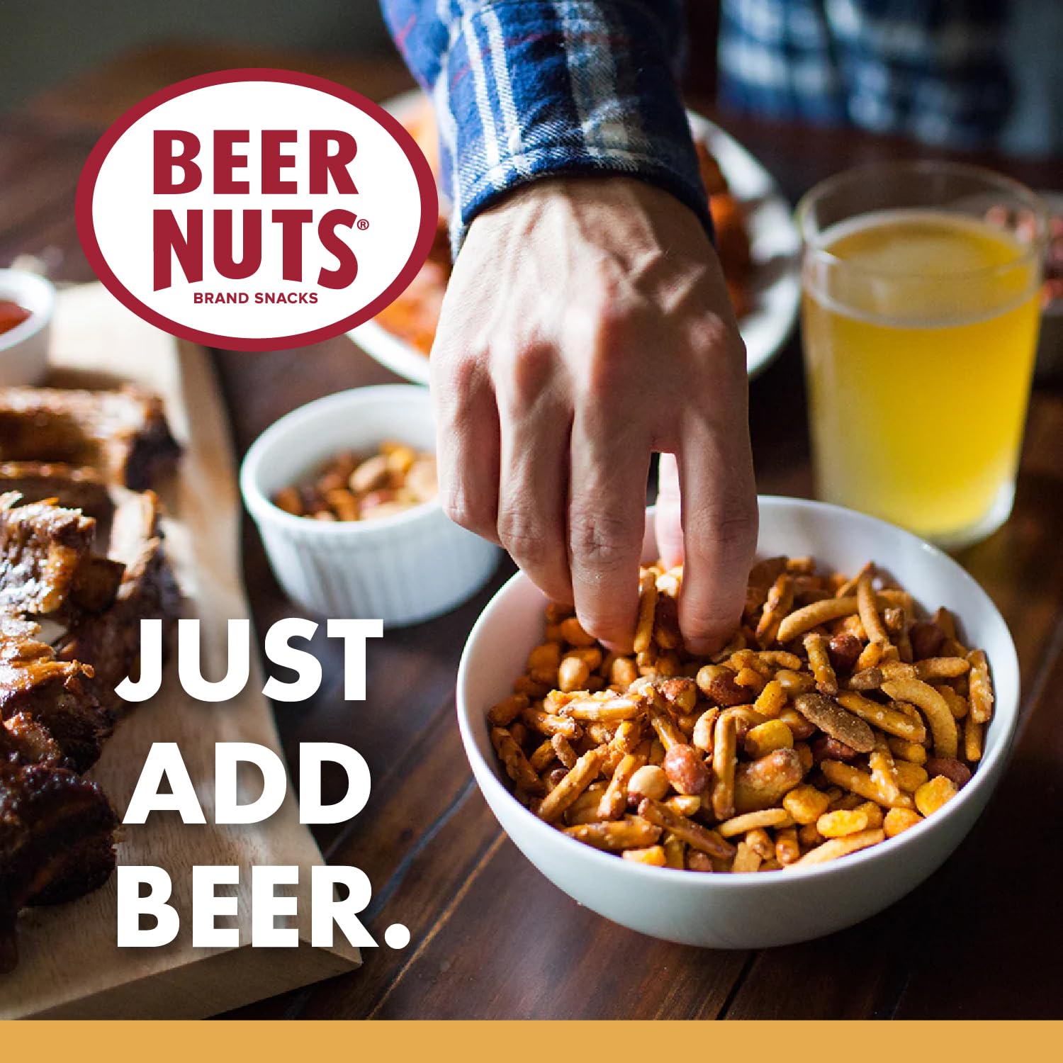 BEER NUTS Original Bar Mix sweet glazed peanuts offer subtle sweetness.