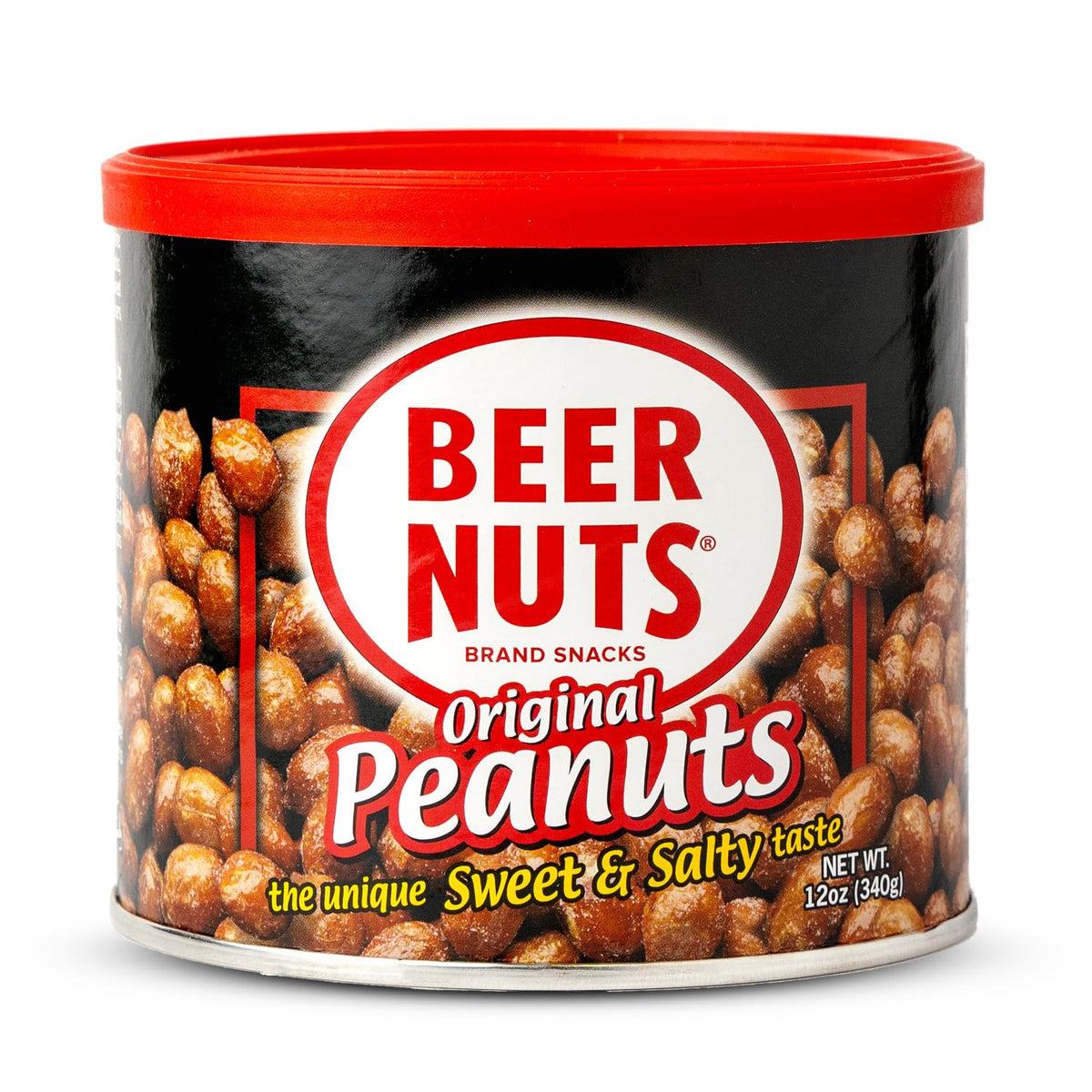 BEER NUTS Original Peanuts travel-size can for on-the-go snacking.
