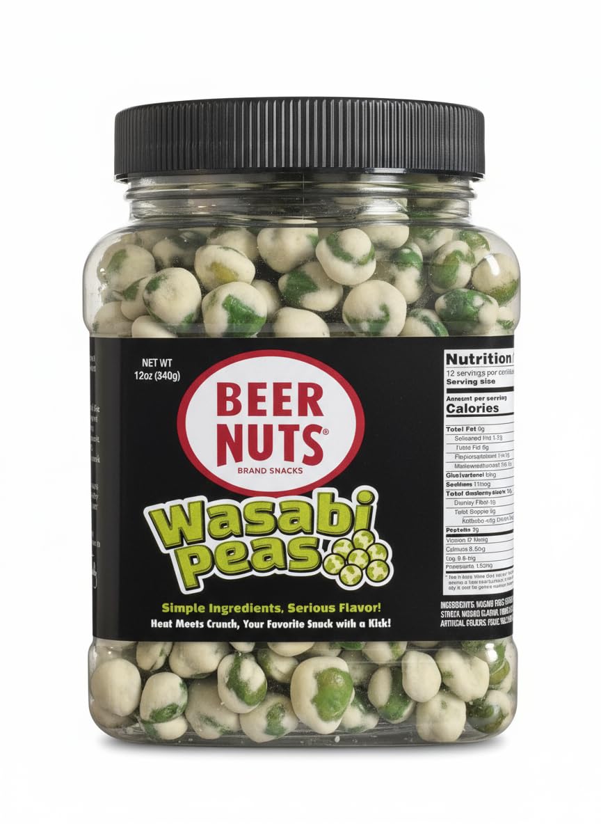 Beer Nuts Wasabi Peas bag highlighting vibrant wasabi coating