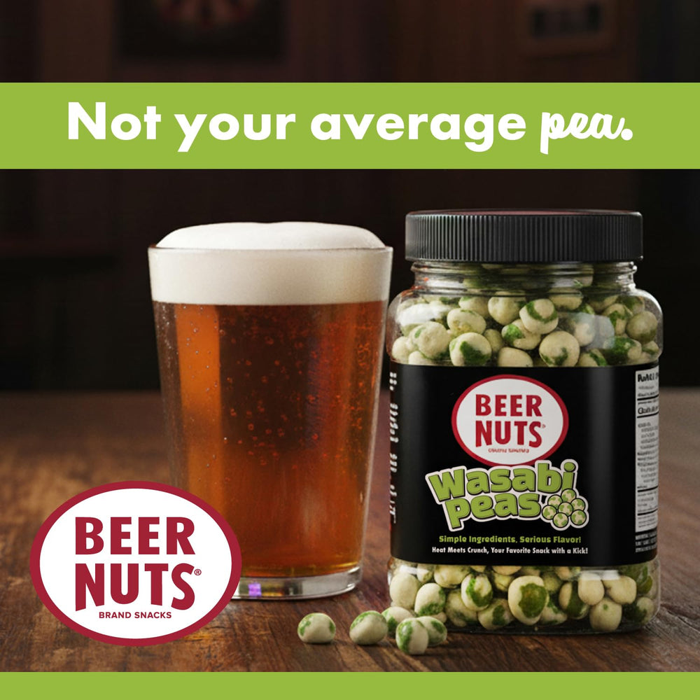 Beer Nuts Wasabi Peas USA-made badge emphasizes American craftsmanship