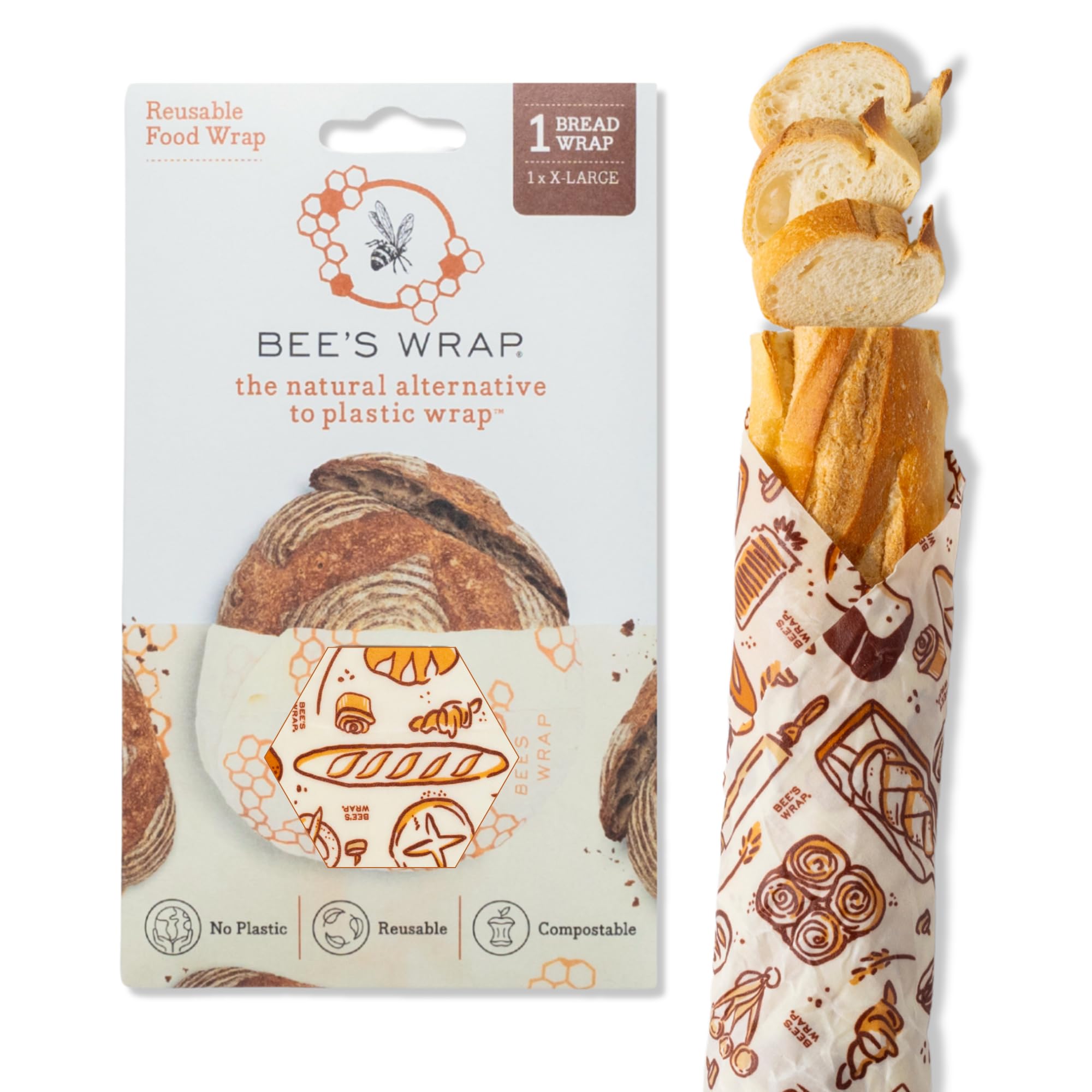 Bee's Wrap bread wrap 17x23 provides breathable protection for fresh loaves.