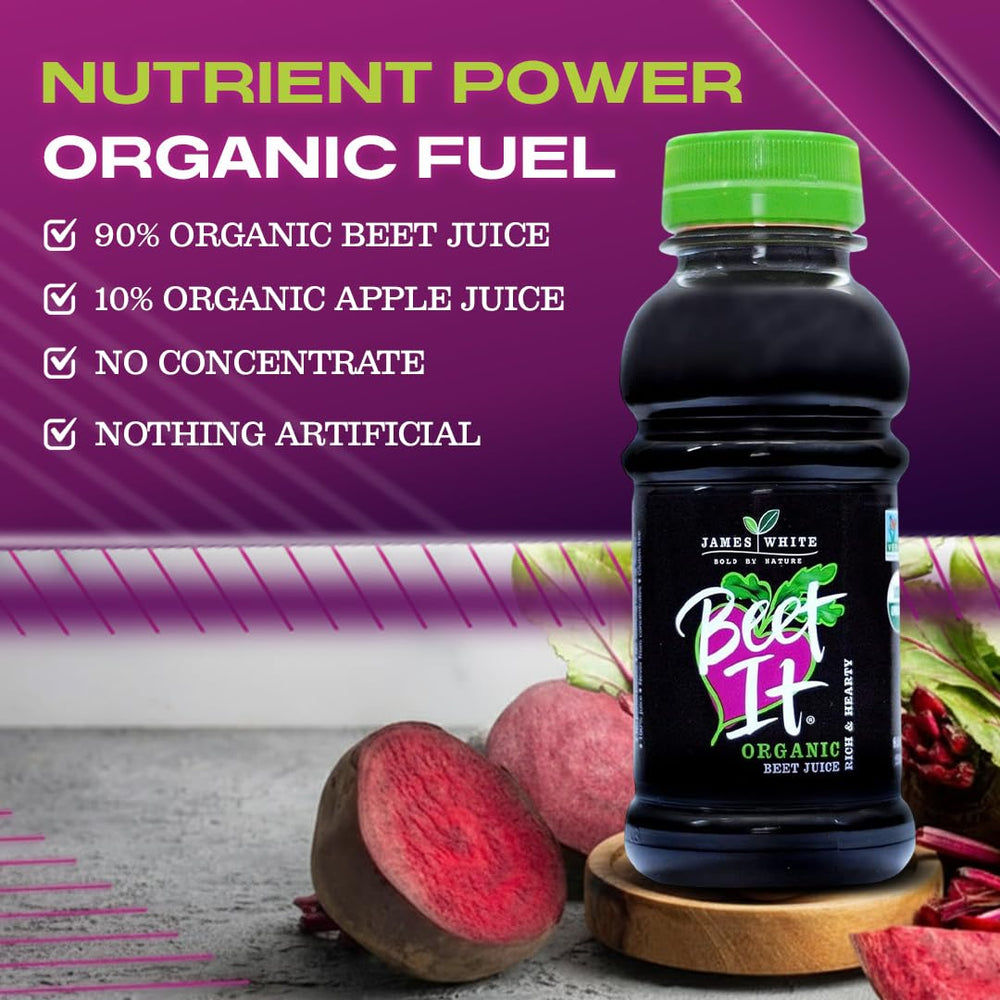BEET IT organic beet juice label closeup showing ingredients