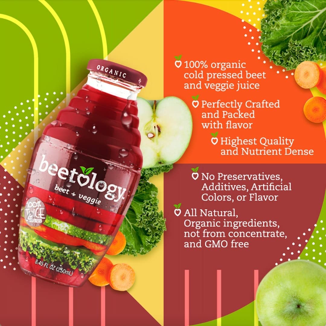 Beetology cold-pressed juice preserves nutrients and flavor in each bottle.