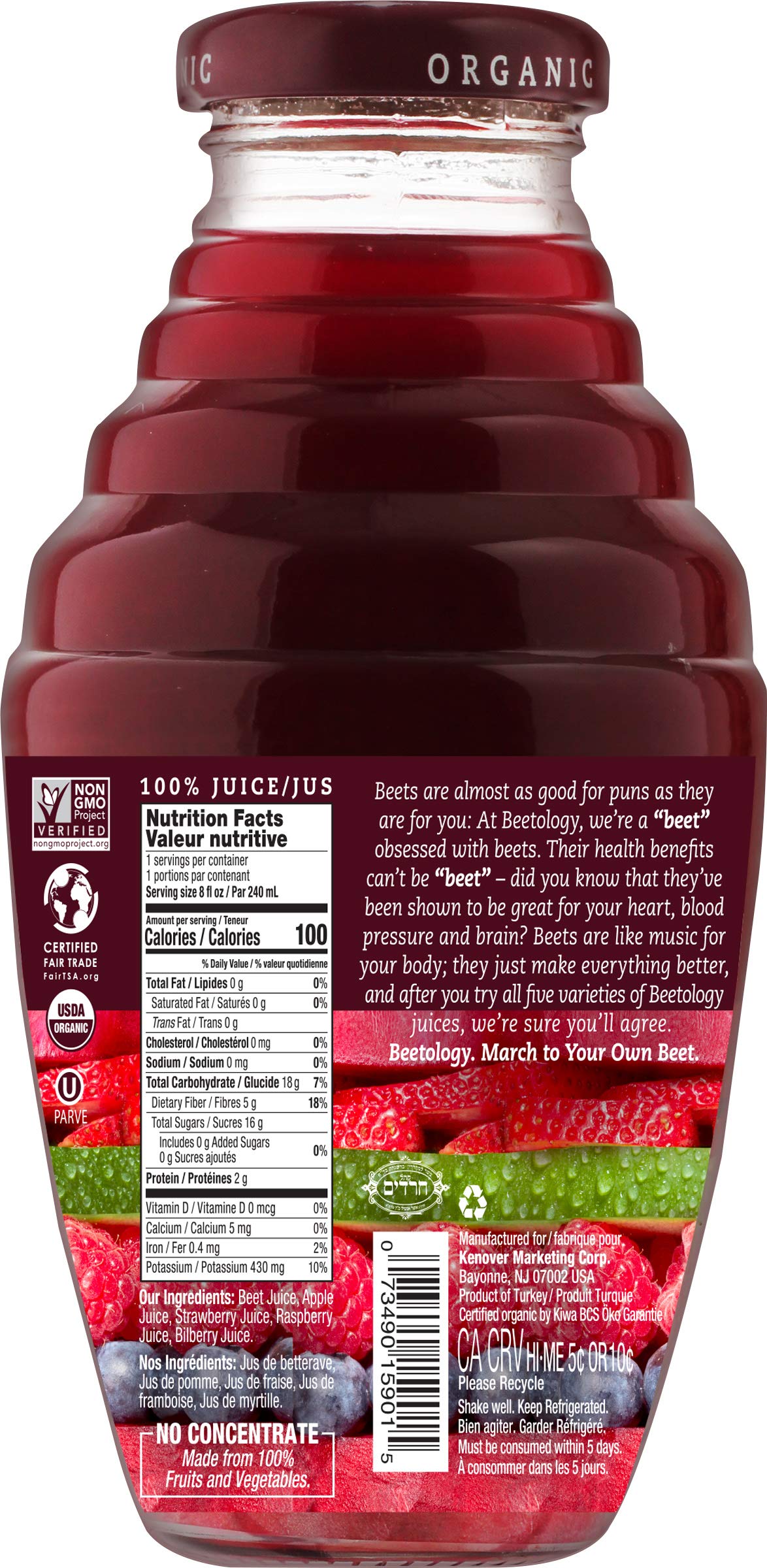 Beetology cold-pressed label communicates fresh, nutrient-packed juice