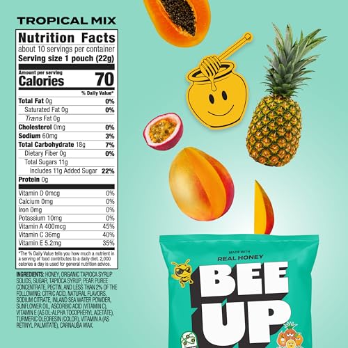 BeeUP honey drizzle close-up highlighting natural energy for active kids.