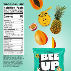 BeeUP honey drizzle close-up highlighting natural energy for active kids.