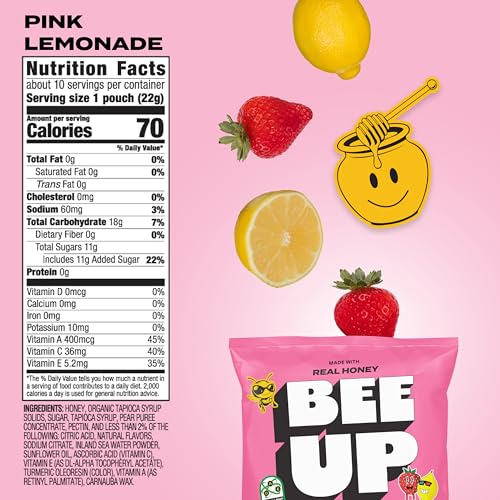 BEEUP Pink Lemonade pouches on display, portable energy for sports practice.