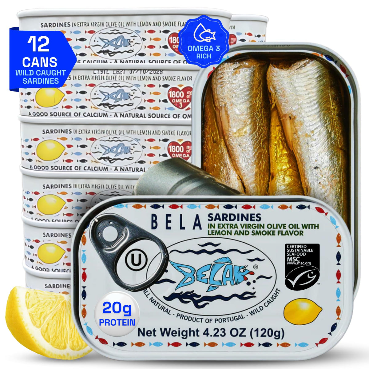 BELA Sardines lemon olive oil - vibrant flavor for light, healthy meals.
