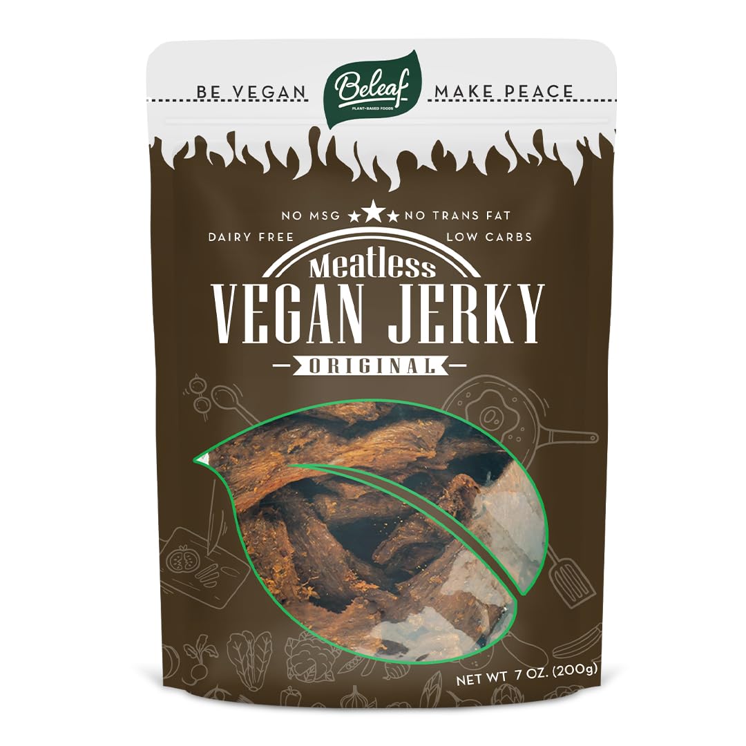 BE LEAF Original Plant-Based Jerky bag front showcases authentic texture and bold protein-packed snacking